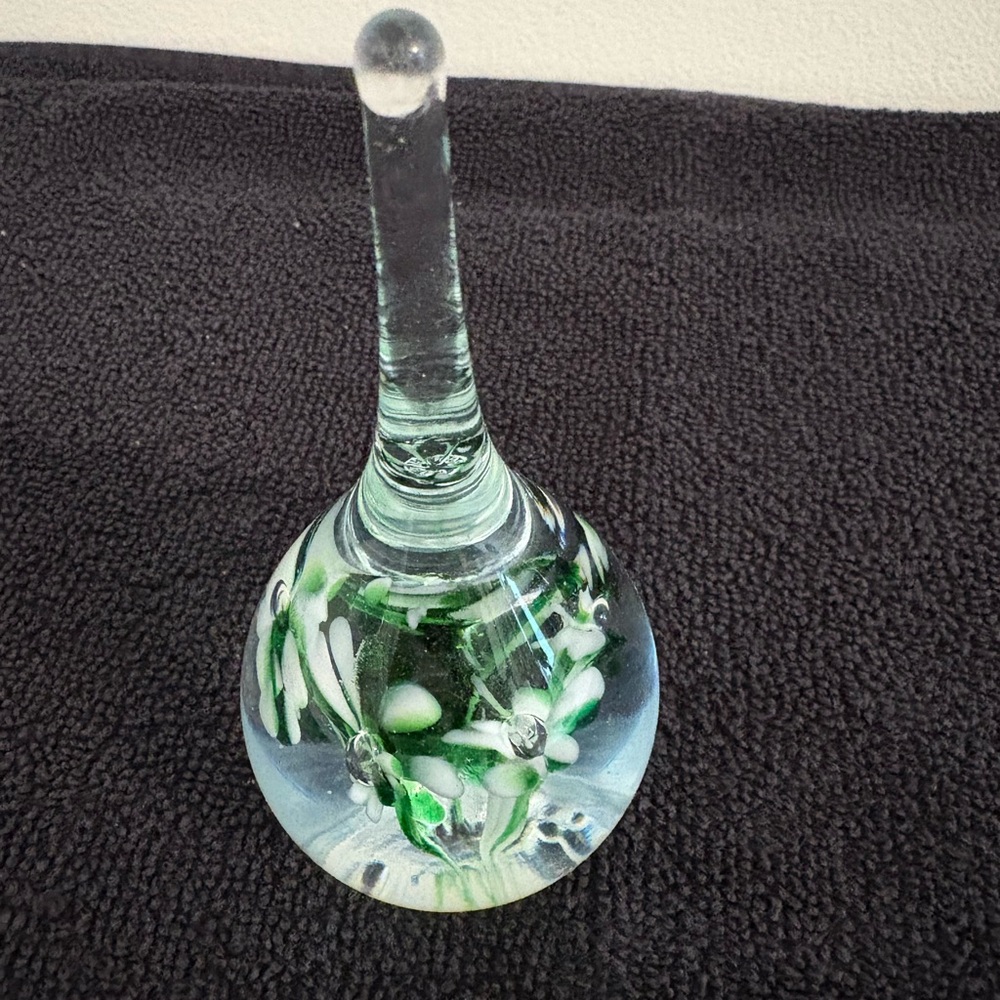 Vintage Gibson Crystal & Green Flowers Tear Drop